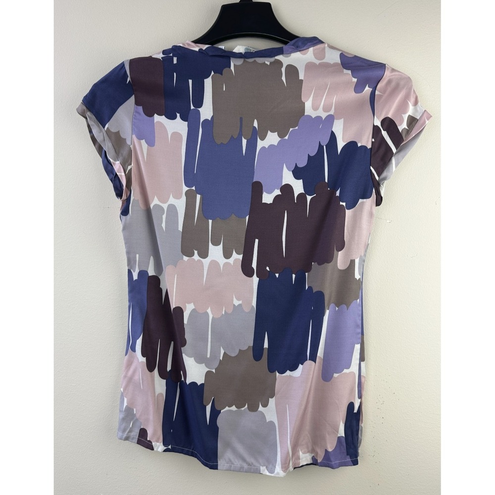 Boden Silk Blend Abstract Brushstroke Print Pleated Cap Sleeve Top Womens US 4 - Picture 12 of 12